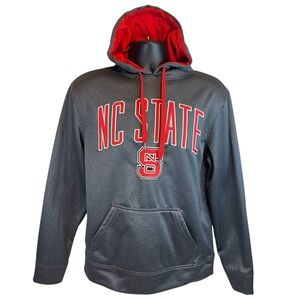 NC State Wolfpack Hoodie Mens Small Gray Red Embroidered EUC